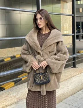 Шуба с капюшоном из меха норки VELVET 