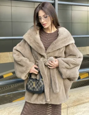 Шуба с капюшоном из меха норки VELVET 