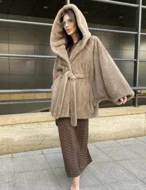 Шуба с капюшоном из меха норки VELVET 