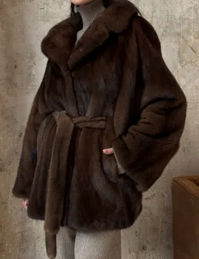 Модная шуба 2025 из меха норки NAFA премиум класса - фасон летучая мышь