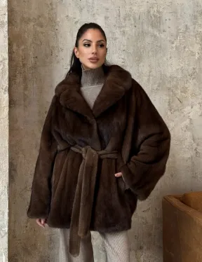 Модная шуба 2025 из меха норки NAFA премиум класса - фасон летучая мышь