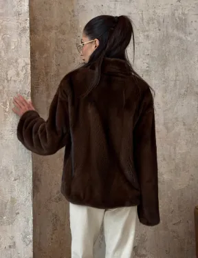 Полушубок женский из меха аукционной норки Браун Вельвет