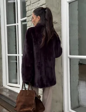 Короткий женский полушубок из меха норки VINTAGE BURGUNDY