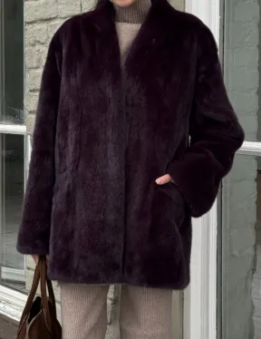 Короткий женский полушубок из меха норки VINTAGE BURGUNDY