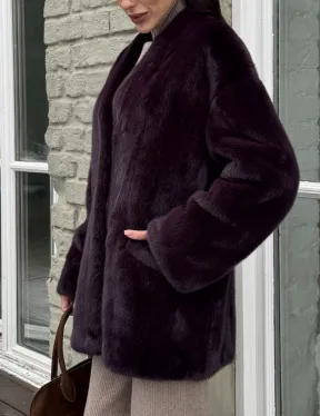 Короткий женский полушубок из меха норки VINTAGE BURGUNDY