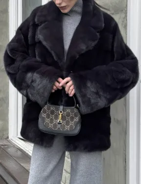 Меховой полушубок - автоледи из натуральной норки с английским воротником