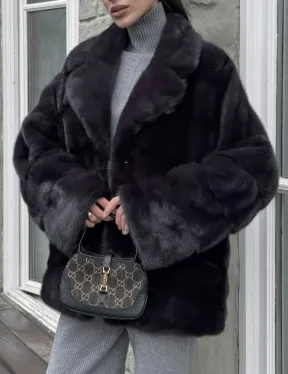 Меховой полушубок - автоледи из натуральной норки с английским воротником