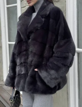 Меховой полушубок - автоледи из натуральной норки с английским воротником
