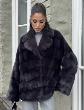 Меховой полушубок - автоледи из натуральной норки с английским воротником