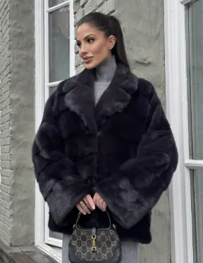 Меховой полушубок - автоледи из натуральной норки с английским воротником