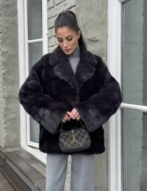 Меховой полушубок - автоледи из натуральной норки с английским воротником