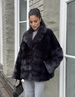 Меховой полушубок - автоледи из натуральной норки с английским воротником