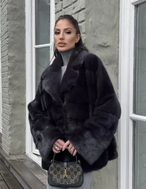 Меховой полушубок - автоледи из натуральной норки с английским воротником