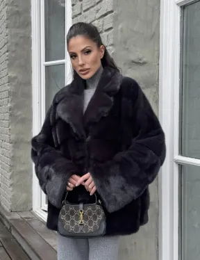 Меховой полушубок - автоледи из натуральной норки с английским воротником