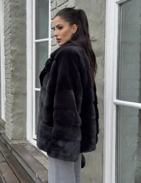 Меховой полушубок - автоледи из натуральной норки с английским воротником