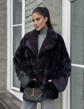 Меховой полушубок - автоледи из натуральной норки с английским воротником