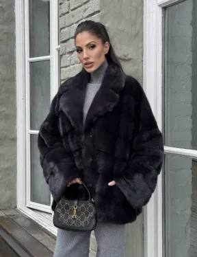 Меховой полушубок - автоледи из натуральной норки с английским воротником