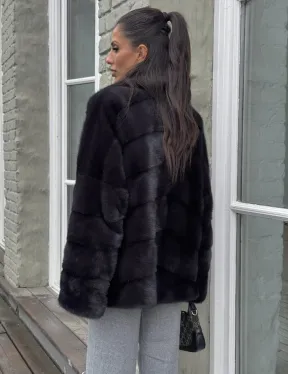 Меховой полушубок - автоледи из натуральной норки с английским воротником