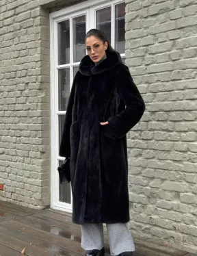 Норковая шуба PREMIUM из аукционной плюшевой норки с капюшоном