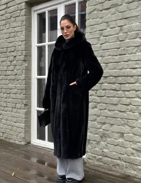 Норковая шуба PREMIUM из аукционной плюшевой норки с капюшоном