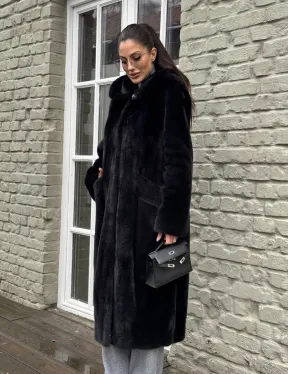 Норковая шуба PREMIUM из аукционной плюшевой норки с капюшоном