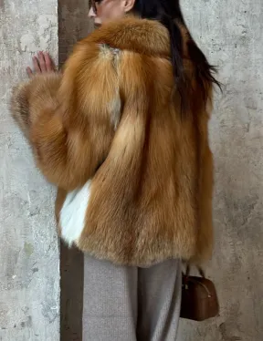 Короткая шуба из натуральной рыжей лисы
