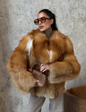 Короткая шуба из натуральной рыжей лисы
