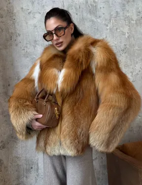 Короткая шуба из натуральной рыжей лисы