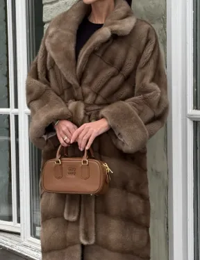 Шуба - кимоно из меха норки Saga Furs в натуральном цвете пастель