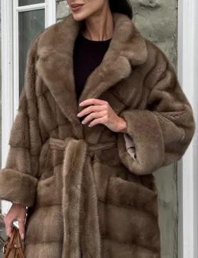 Шуба - кимоно из меха норки Saga Furs в натуральном цвете пастель