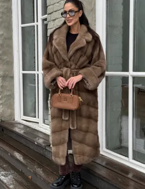 Шуба - кимоно из меха норки Saga Furs в натуральном цвете пастель