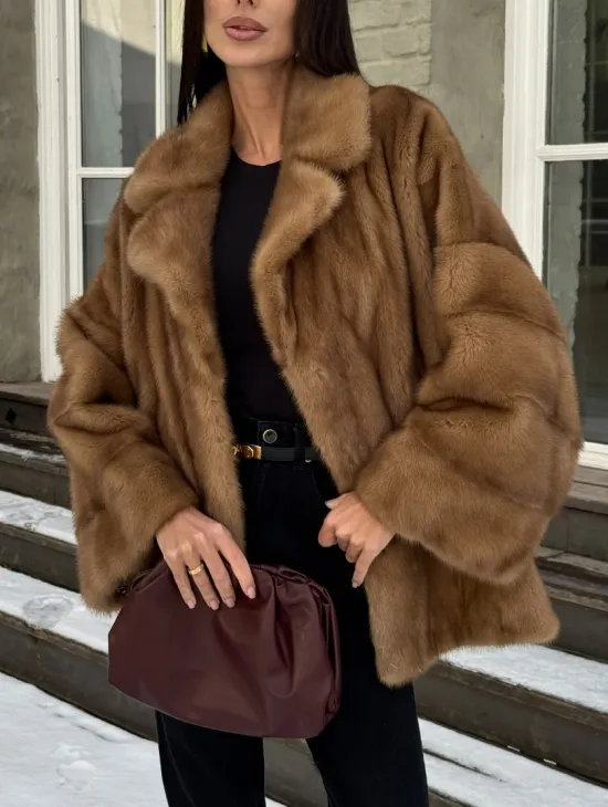 Норковый полушубок Vintage Gold с английским воротником