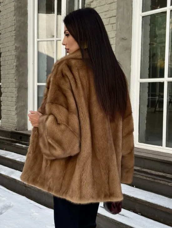 Норковый полушубок Vintage Gold с английским воротником