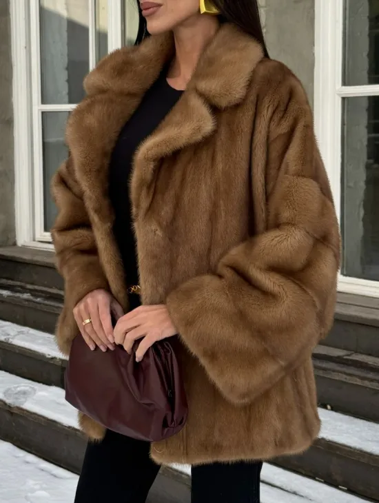 Норковый полушубок Vintage Gold с английским воротником