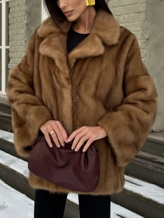 Норковый полушубок Vintage Gold с английским воротником