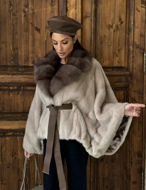 Женское меховое манто из норки  Pastel - 