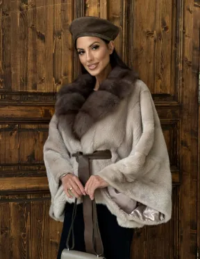 Женское меховое манто из норки  Pastel - 