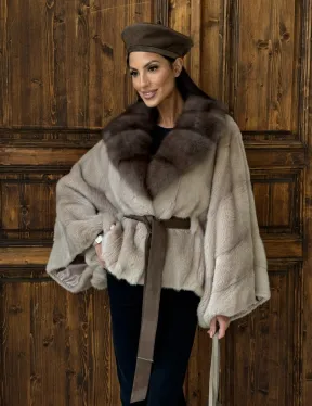 Женское меховое манто из норки  Pastel - 