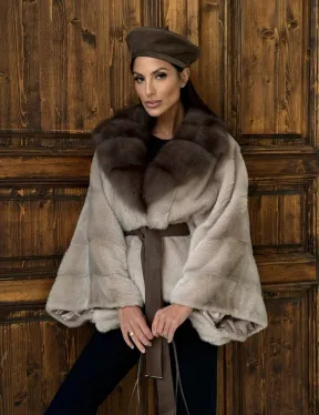 Женское меховое манто из норки  Pastel - 