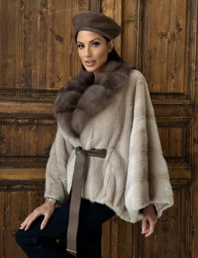 Женское меховое манто из норки  Pastel - 