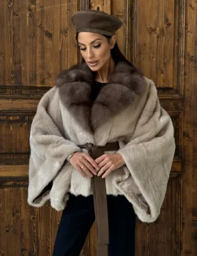 Женское меховое манто из норки  Pastel - 