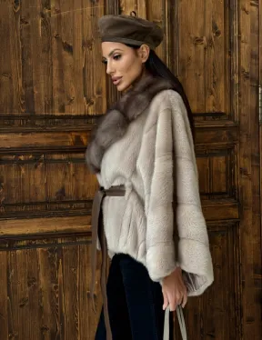 Женское меховое манто из норки  Pastel - 