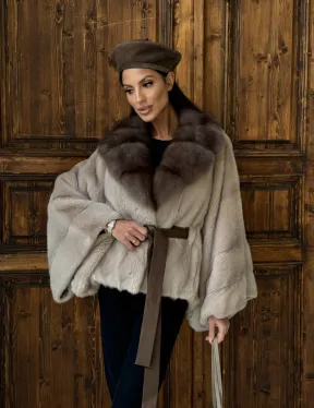 Женское меховое манто из норки  Pastel - 