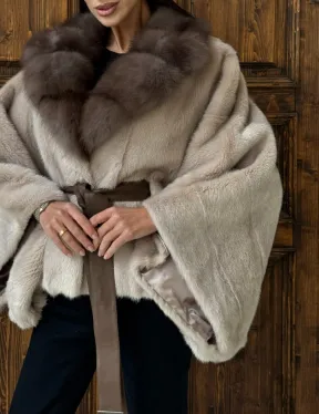 Женское меховое манто из норки  Pastel - 
