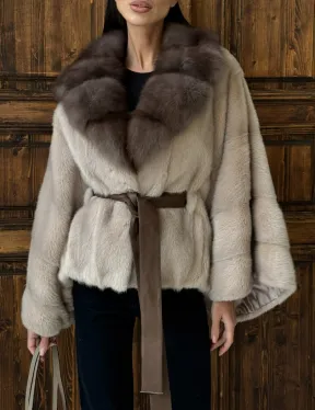 Женское меховое манто из норки  Pastel - 