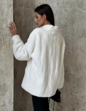 Белоснежный жакет - полушубок из меха норки SAGA FURS