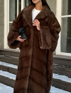 Женская шуба больших размеров из меха норки фасон «Бохо»