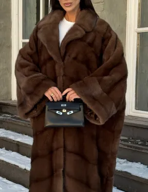 Женская шуба больших размеров из меха норки фасон «Бохо»