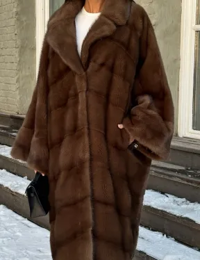 Женская шуба больших размеров из меха норки фасон «Бохо»
