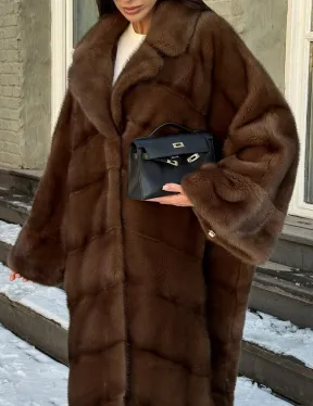 Женская шуба больших размеров из меха норки фасон «Бохо»